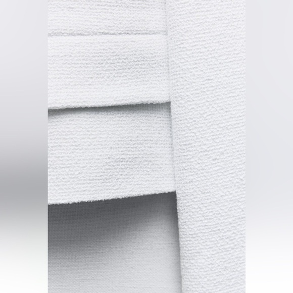 New ZARA Textured Round Collar Blazer With Shoulder Pads - Picture 6 of 10